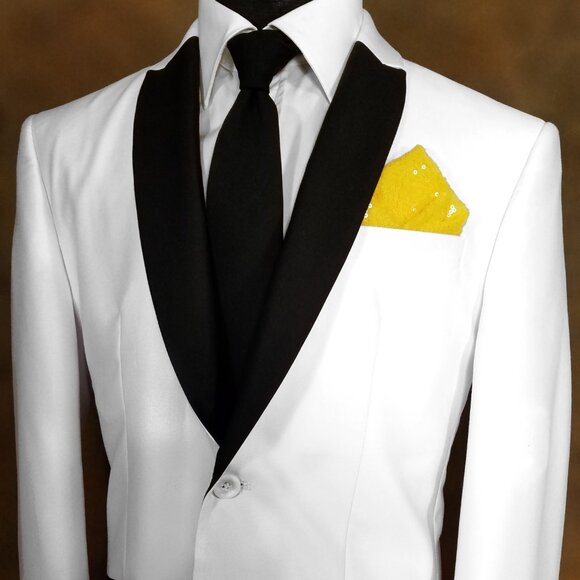 Men's Sequin Pre-Folded Pocket Square Insert - Bright Yellow - Picture 2 of 5